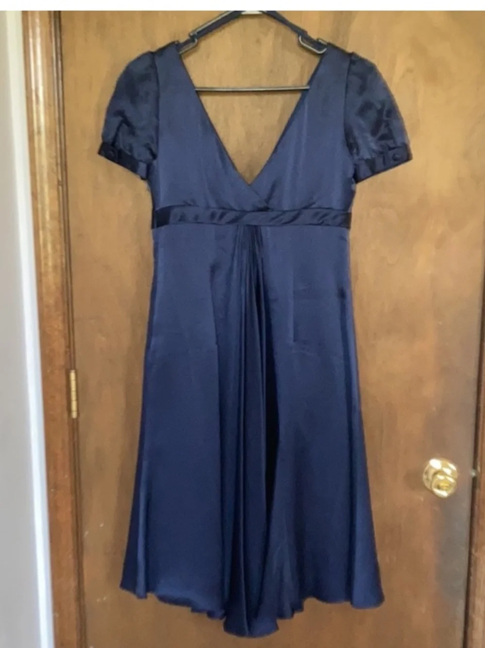 Melissa Sweet silk navy blue dress size 4 - Picture 6 of 17